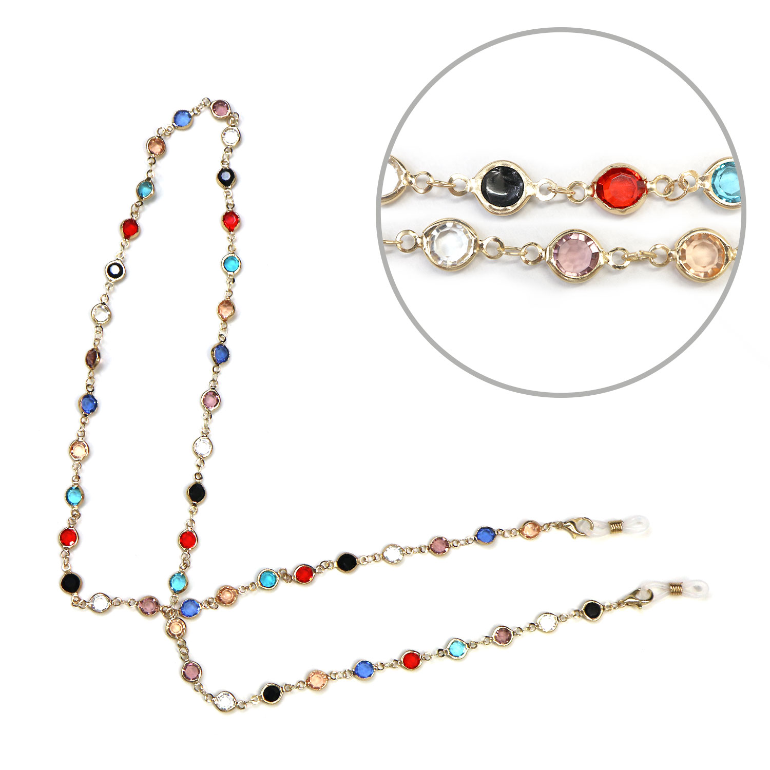 楽天市場】[きらきらぷんぷん丸] メガネチェーン カラフル クリスタル