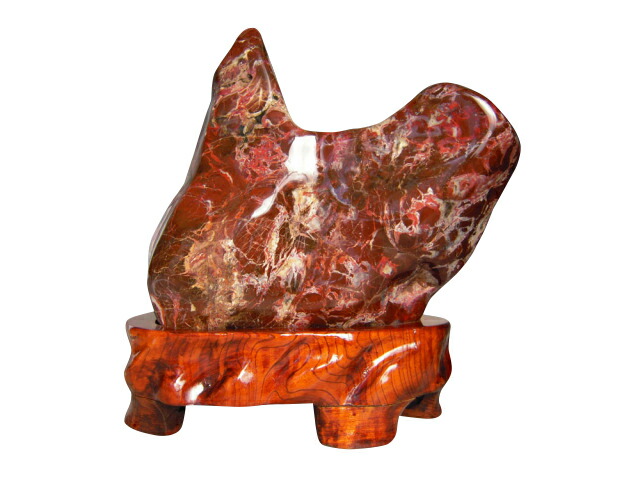 楽天市場】紅加茂石 水石 磨き 景石 鑑賞石 赤石 台付き 飾り石 希少