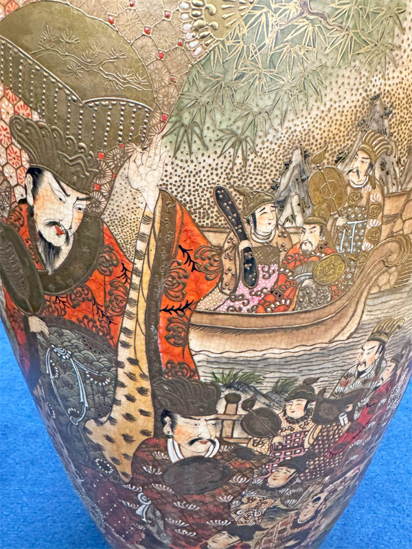 楽天市場】薩摩焼 金彩色絵 人物図飾り壺 高さ約72cm 工芸品 金襴手 彩
