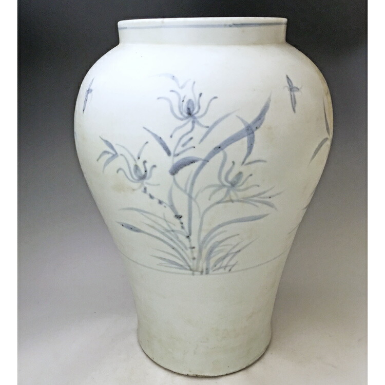 李朝壺 李朝 青花仏文蓋付壺 全高36cm 韓国 朝鮮 陶磁器 希少 地蔵 卍