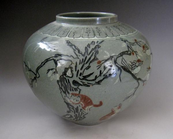 楽天市場】高麗青磁 辰砂 動物文壺 猫 鳥 高さ約24cm 李朝 陶磁器 韓国