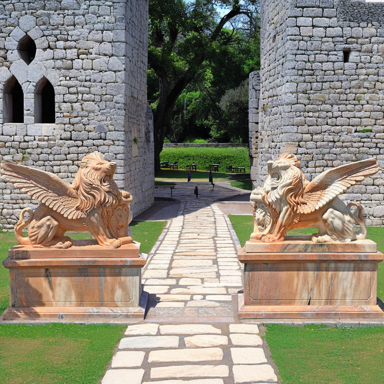 楽天市場】大型 天然大理石彫刻 翼を持つライオン 有翼の獅子 ペア