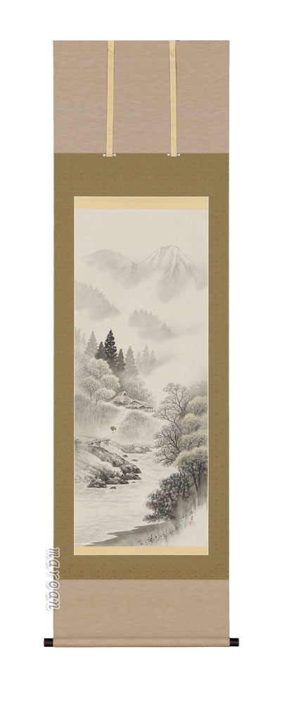 楽天市場】掛け軸／掛軸 水墨山水（森 雪堂）（図柄色々有）【送料無料