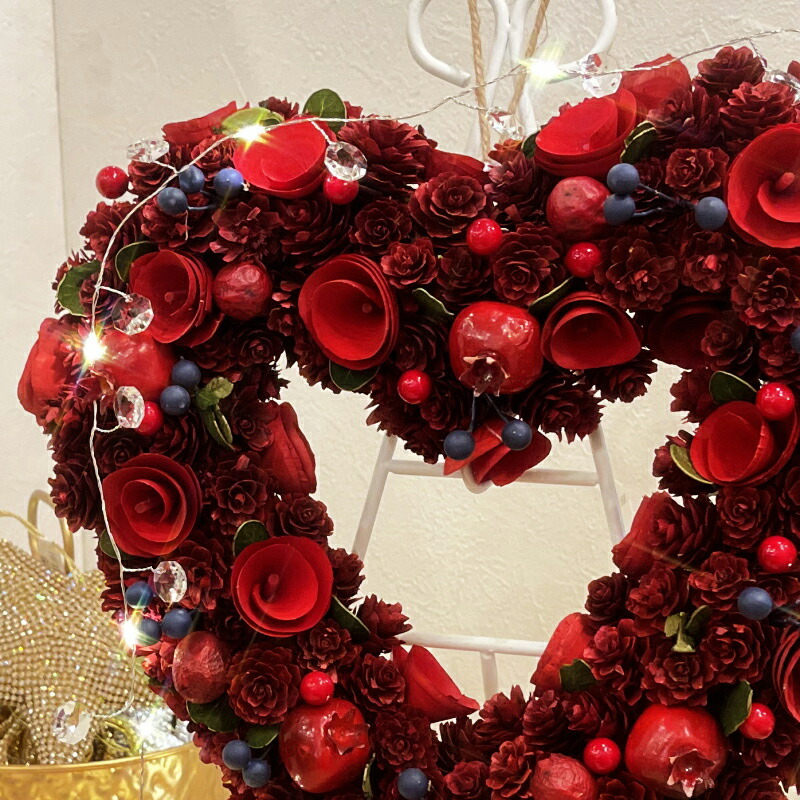 楽天市場】クリスマスリース ナチュラルデコレーションリース(ハート型