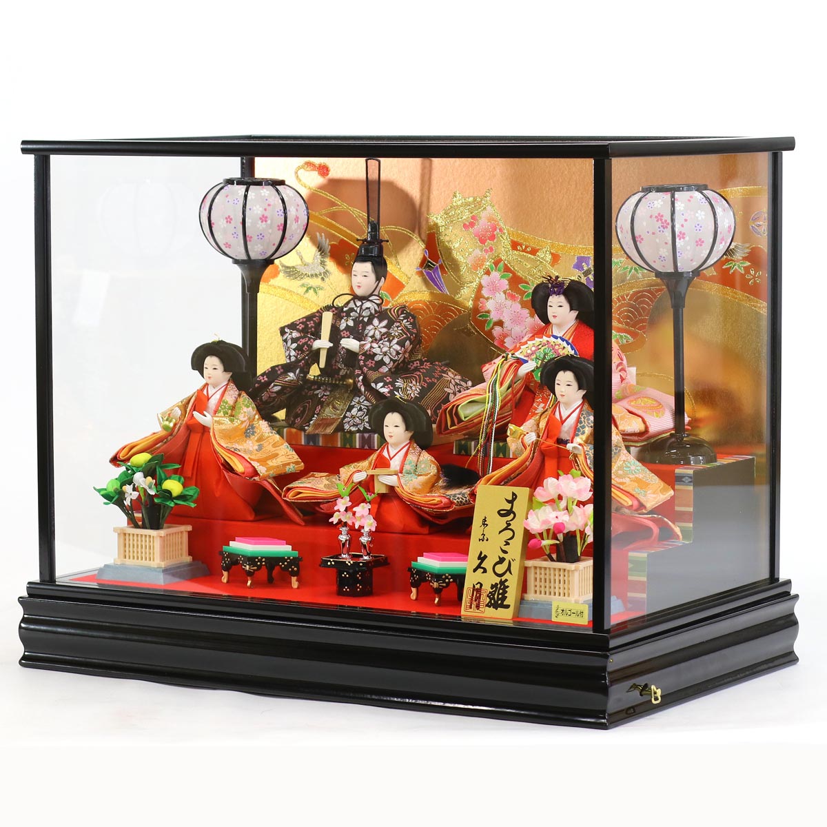 雛人形ガラスケース&オルゴール付き