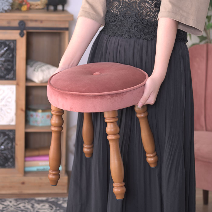 楽天市場】ベルベット スツール 布張り 天然木 木製 木脚 オットマン