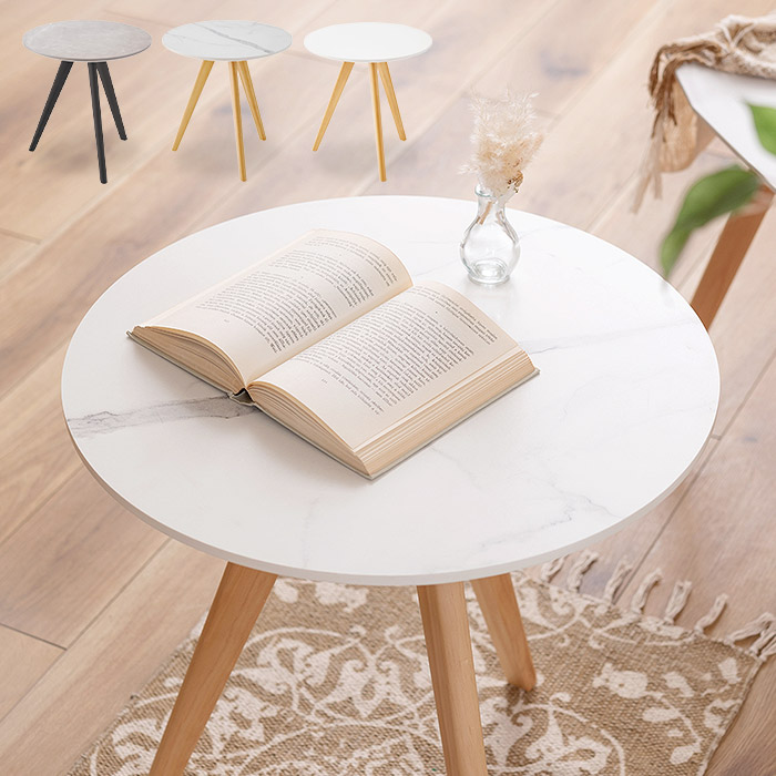 楽天市場】[レビュー特典]木製 円形 サイドテーブル おしゃれ 直径50cm