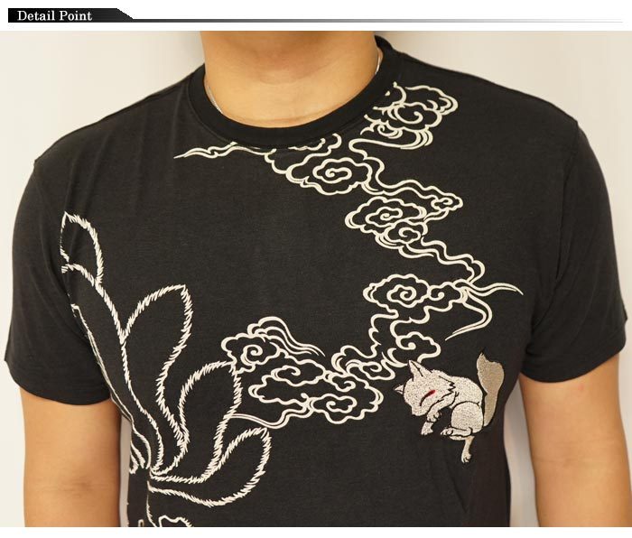 楽天市場】今昔 こんじゃく 狐 和柄 Tシャツ 半袖 メンズ 九尾の狐 参