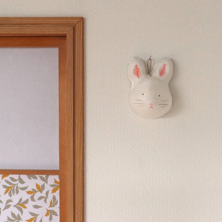 楽天市場】張り子 壁飾り ウサギ 面 和紙 壁掛け 和風 お面 兎 十五夜