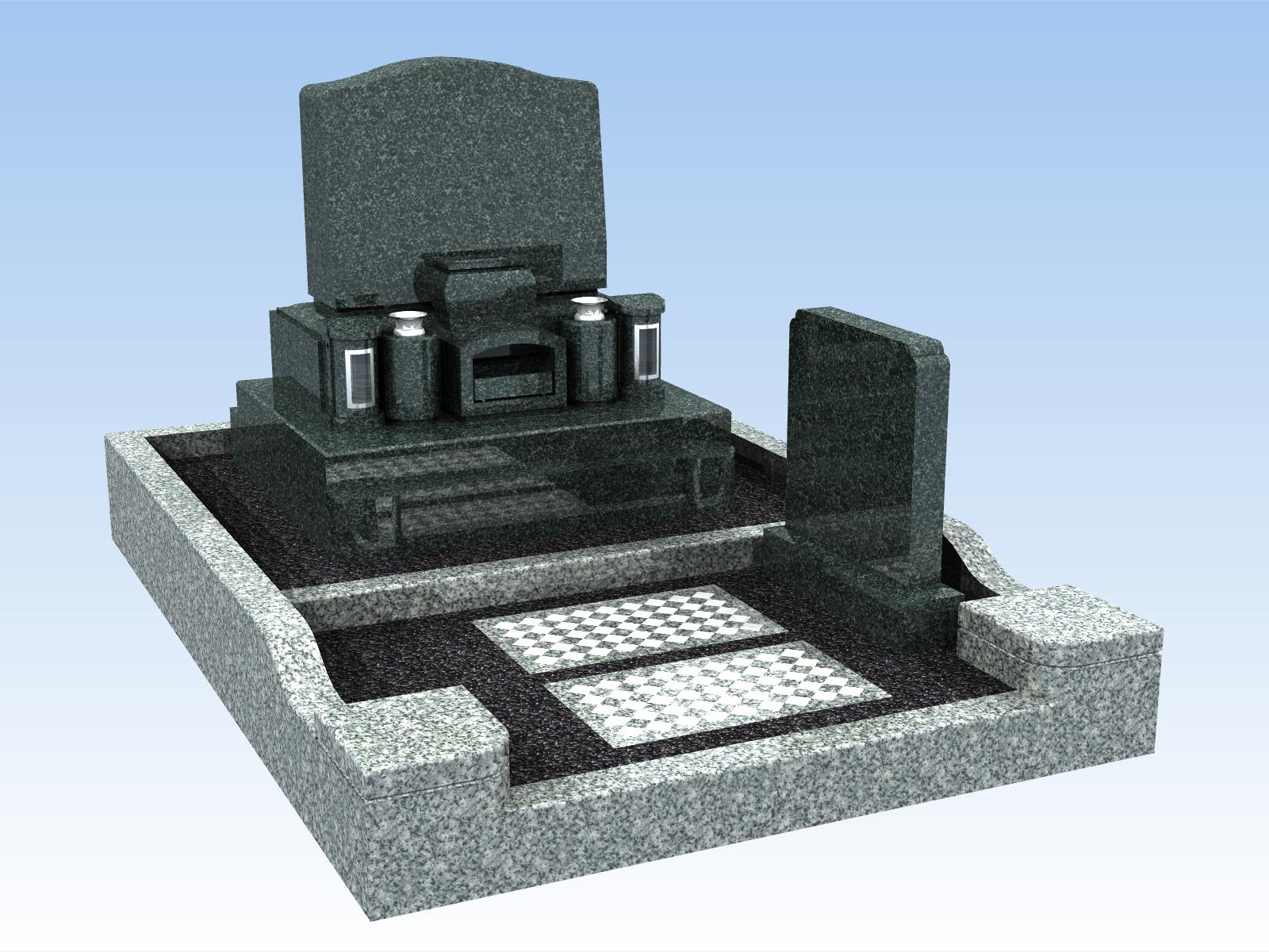 楽天市場】4平米区画 洋型墓石（巻き石・長方形型外枠・墓誌付き