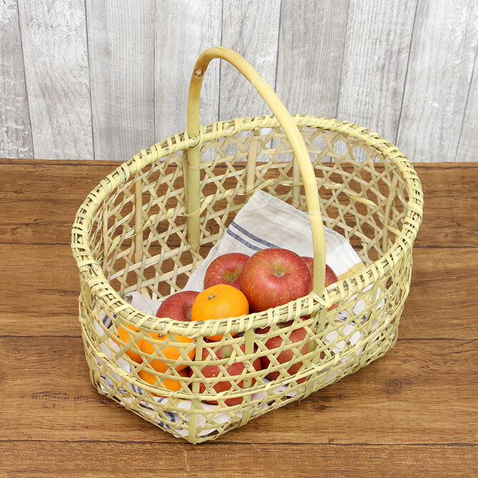 楽天市場】松野屋 根曲竹 りんご かご 大/ 日本製 カゴ 竹かご 竹細工