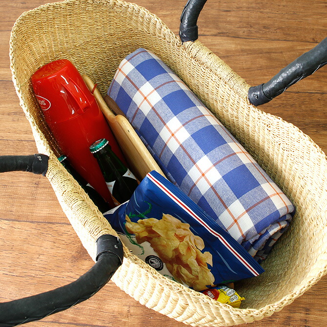 楽天市場】ボルガ丸底ニケフォルムバスケット L ナチュラル 黒革