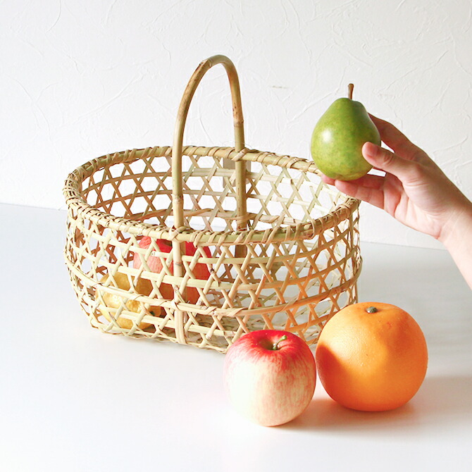 楽天市場】松野屋 根曲竹りんごかご小サイズ/ 日本製 かご カゴ りんご