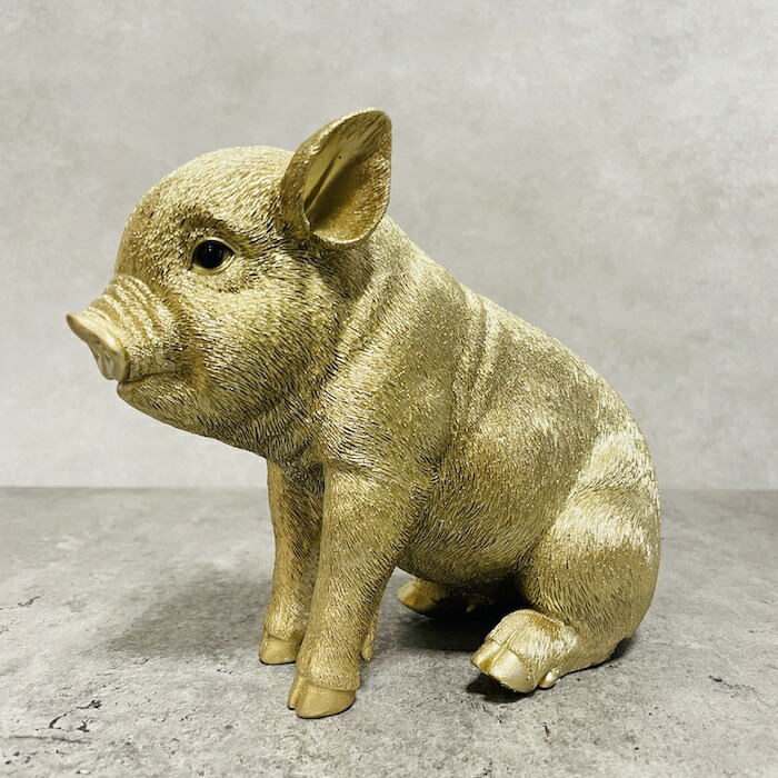 楽天市場】かわいい置物 お座り金色豚 中 ゴールデンピッグ woobia