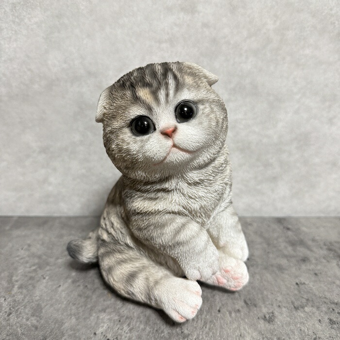 楽天市場】猫 置物 リアル 小さい かわいい スコ座りスコティッシュ