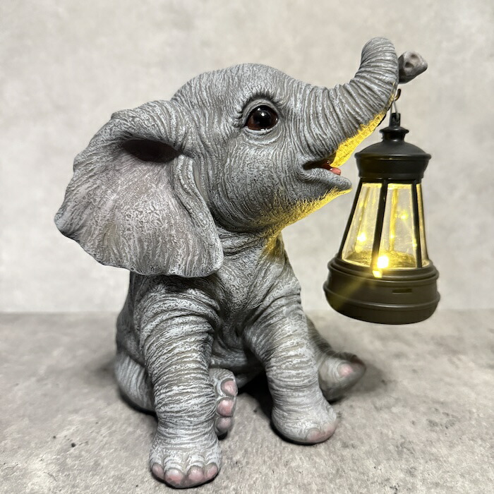 楽天市場】象の置物 ソーラーランプを鼻で持ち上げる赤ちゃんゾウ 高さ