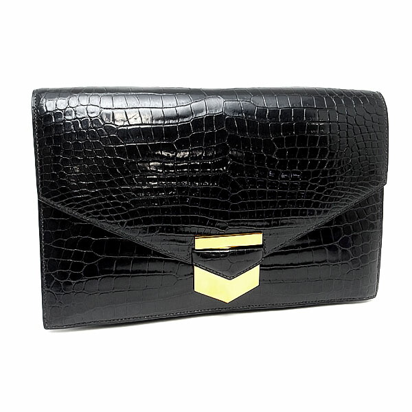 楽天市場】【緑屋質屋】エルメス クラッチバッグ クロコポロサス/黒