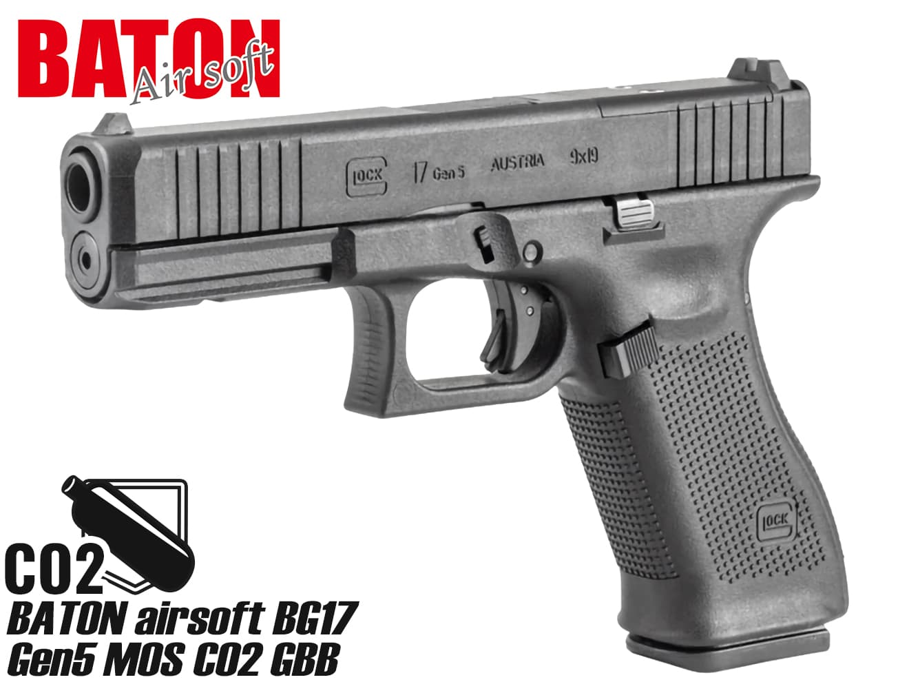 楽天市場】BATON airsoft G17 Gen5 MOS CO2 GBB ガン本体◇ハンドガン