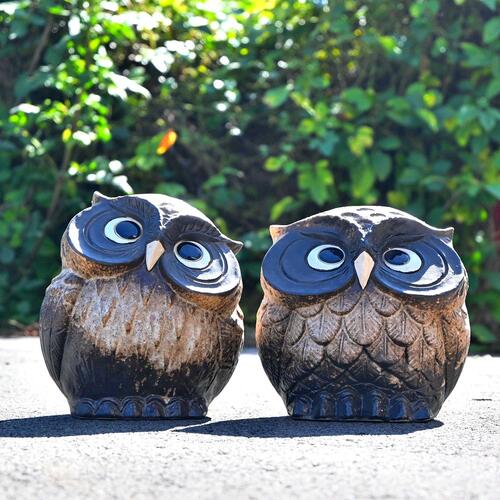 楽天市場】福を呼ぶ 幸せふくろうふくろうの置物 2つセット仲良し