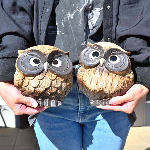 楽天市場】福を呼ぶ 幸せふくろうふくろうの置物 2つセット仲良し