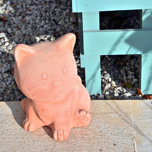 楽天市場】ねこ テラコッタ 優しい色合いテラコッタの置物 手作りお庭