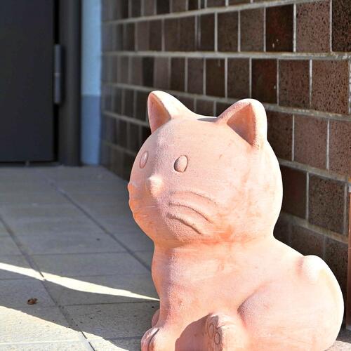 楽天市場】ねこ テラコッタ 優しい色合いテラコッタの置物 手作りお庭