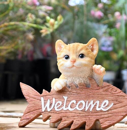 カラフル猫型ウェルカムボード、玄関オブジェ、猫鍵スタンド、オブジェ