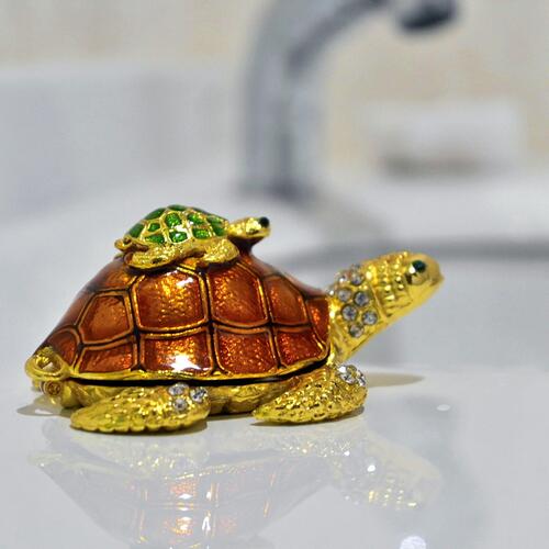 楽天市場】カメの宝石箱 2個セット子母亀 緑色 棕色 ジュエリー