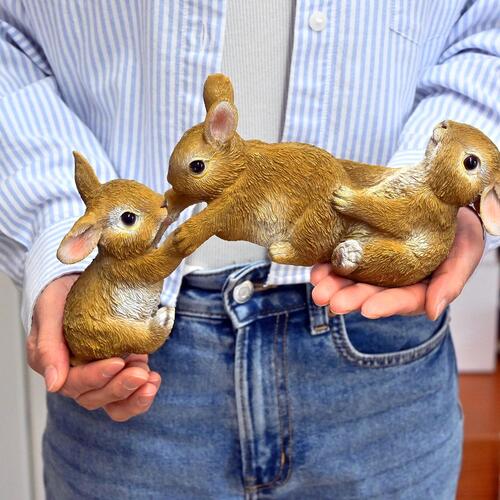 楽天市場】合計6匹の運動会だ！！助け合いうさぎ 3匹のうさぎ 2つ