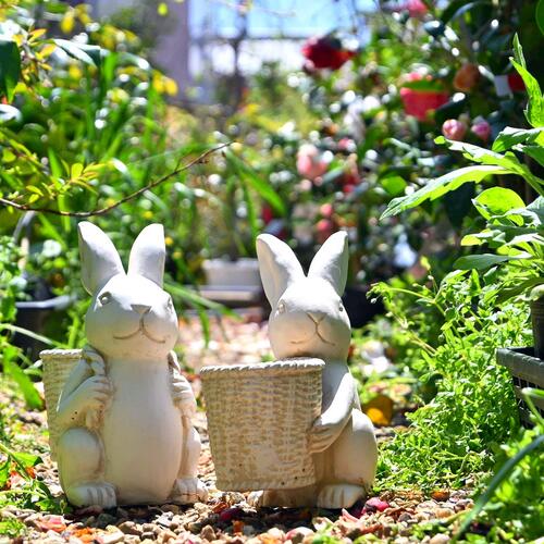 楽天市場】うさぎ ホワイト 2つセット小さい置物 可愛いうさぎ