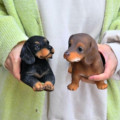 楽天市場】ミニチュアダックスフント 2種アソート2つセット 置物