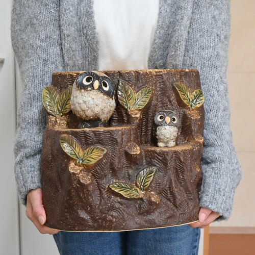 楽天市場】切り株ふくろう花台 かわいい花台置物 小さい花台ナチュラル