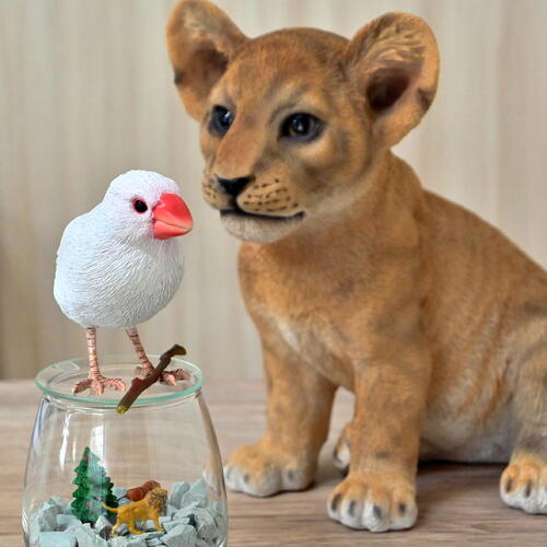 楽天市場】ライオンと小鳥 2つセットゴルドとブンチョー置物 かわいい