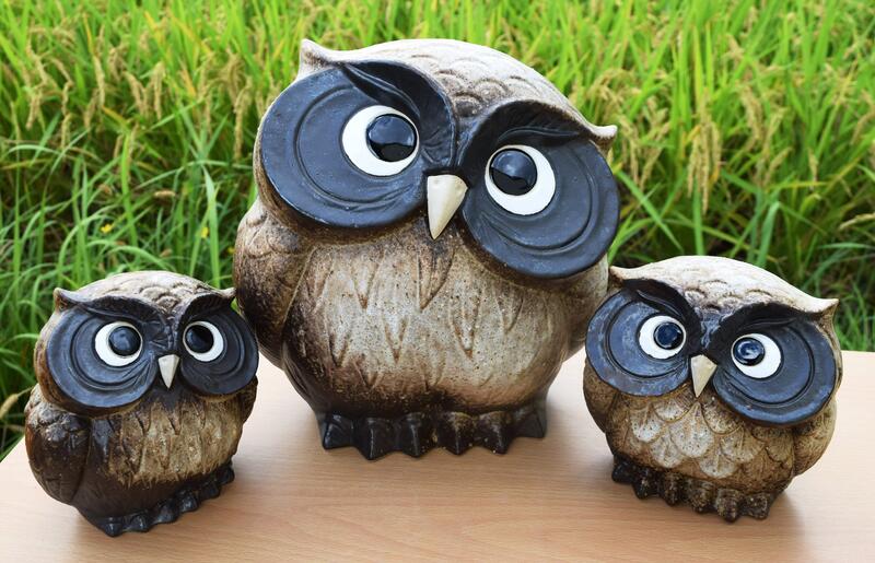 楽天市場】ふくろうの置物 フクロウ仲良し親子セット : 園芸百貨店