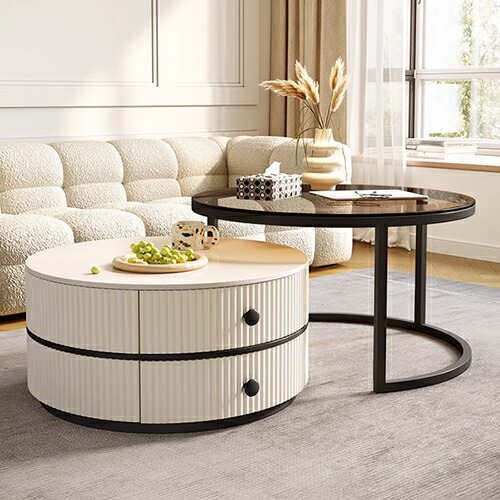 楽天市場】ネストテーブル 2個セット セラミック 円型 丸型 幅45cm 幅