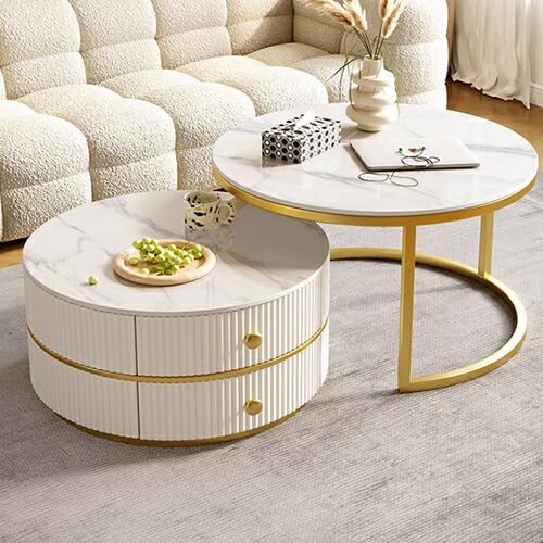 楽天市場】ネストテーブル 2個セット セラミック 円型 丸型 幅45cm 幅