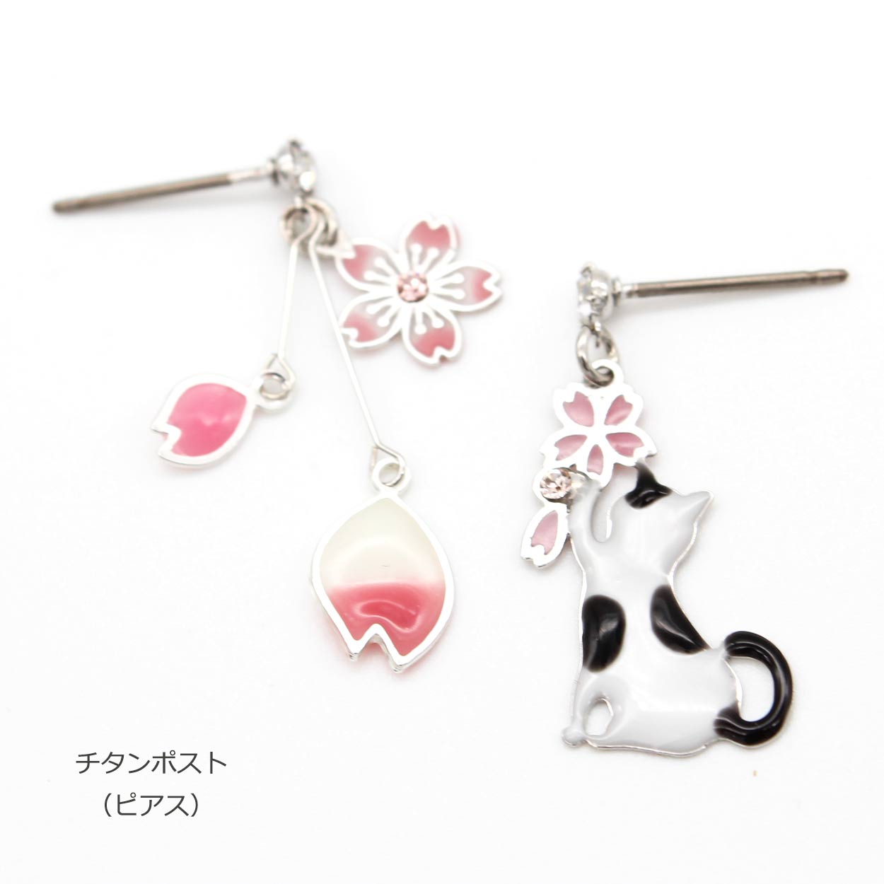 楽天市場】イヤリング ピアス ねこ キャット 猫 cat アシンメトリー