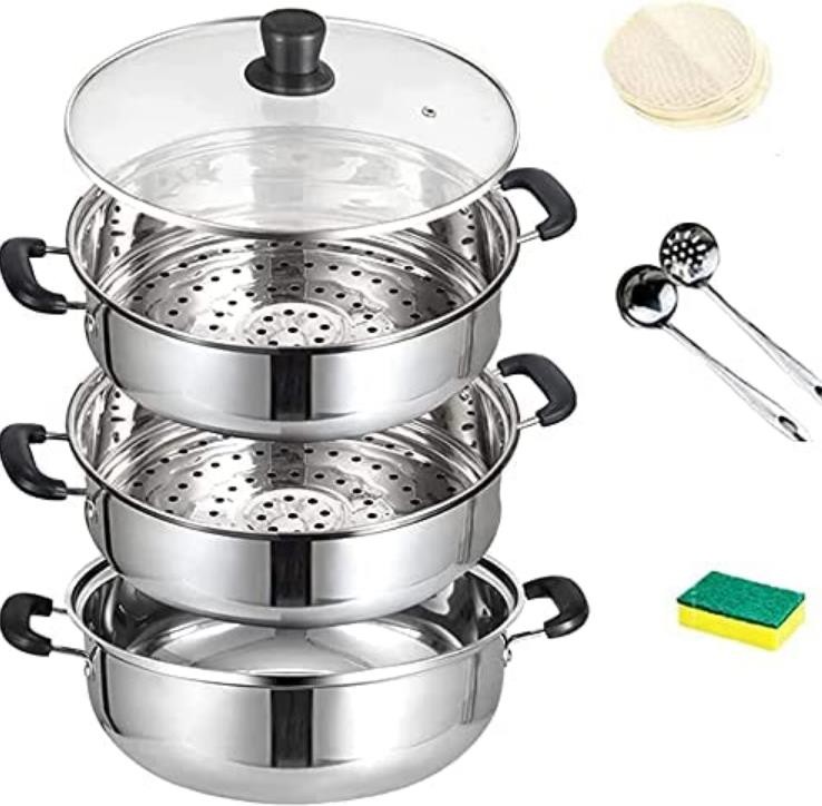 楽天市場】蒸し鍋 二段 三段 複数サイズ 【3層底】蒸し器 蒸しもの鍋
