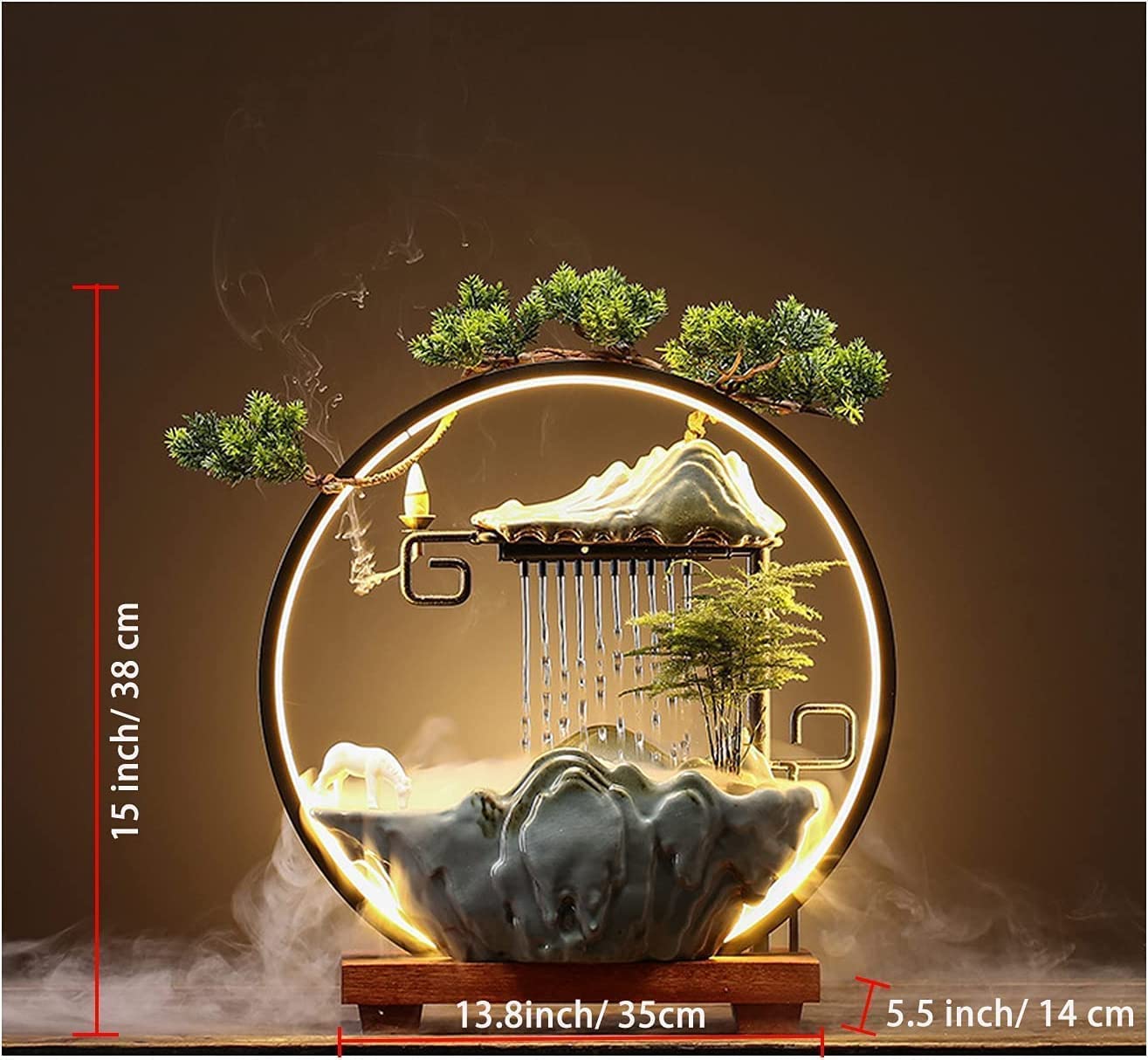 楽天市場】卓上噴水 屋内噴水 霧 LED 日本の屋内噴水 瞑想用 逆流香
