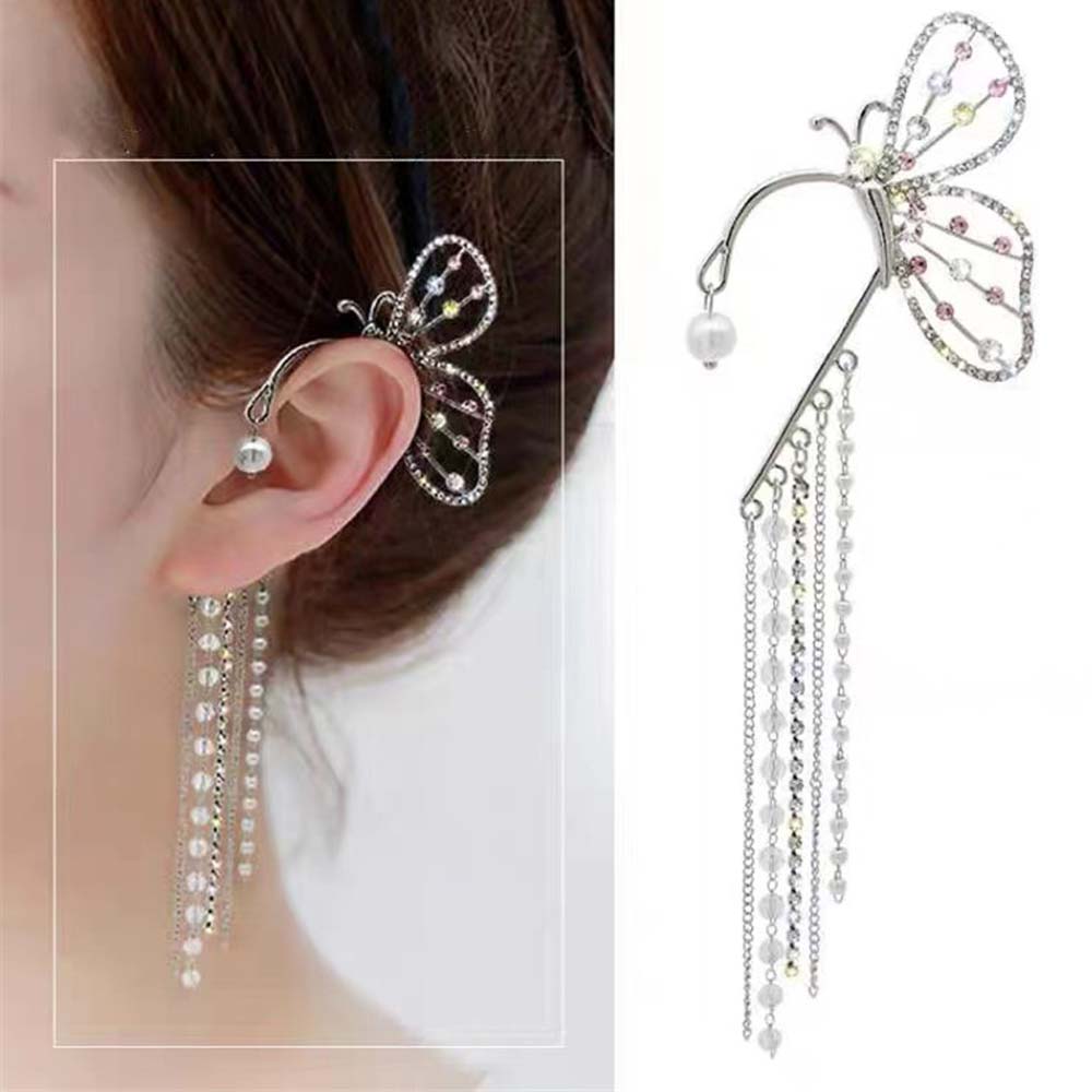 楽天市場】ロングドレスチャームバタフライ イヤーフック イヤーカフ 1