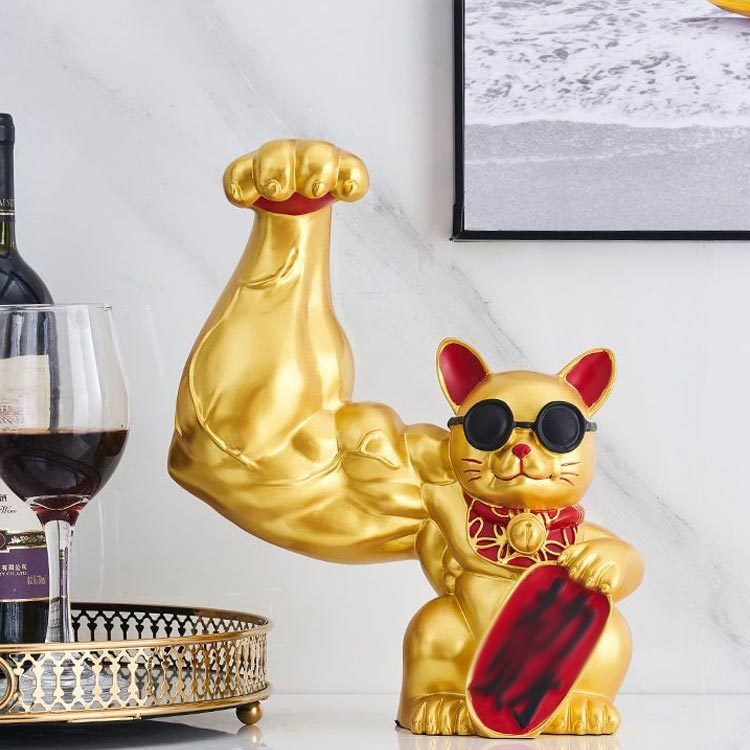 楽天市場】力持ち招き猫 風水 置物 筋肉 力持ち招き猫 ゴールド ミニ