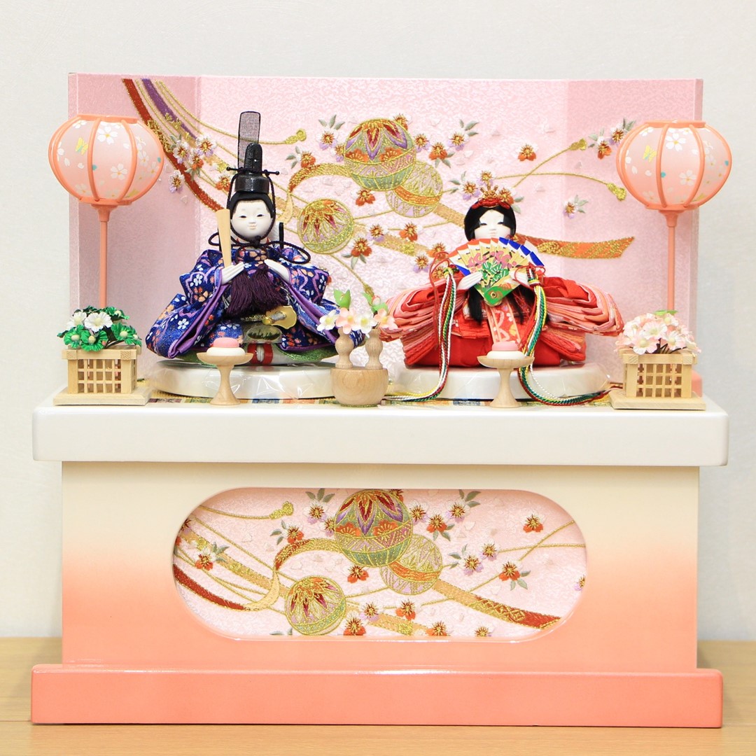 楽天市場】雛人形 コンパクト 収納親王飾り 豆極小親王 うさぎ桜柄 白