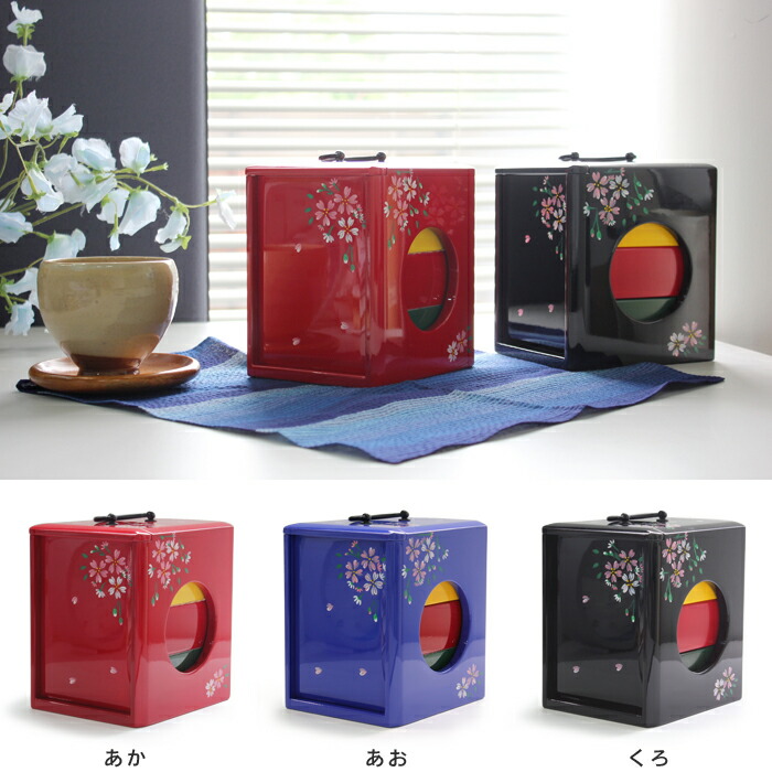 楽天市場】遊山箱（桜柄） 弁当箱 木製 サイズ：外寸/幅12×奥行14×高さ