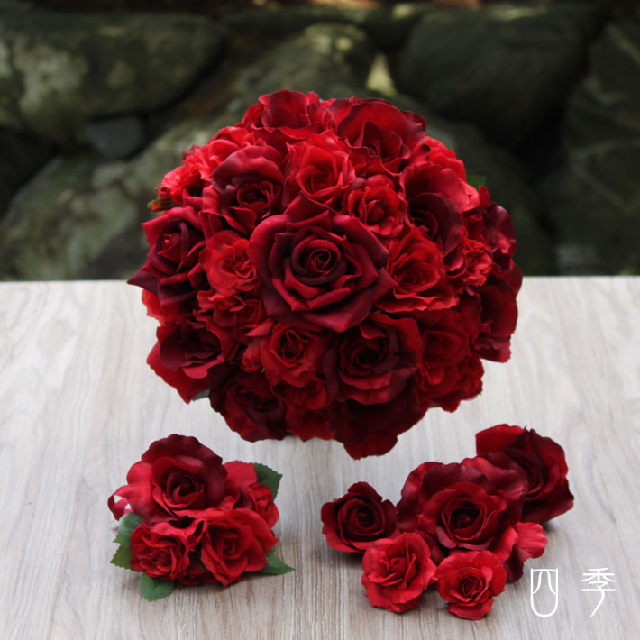 楽天市場】ウェディングブーケ 造花 薔薇＆ローズ 赤 レッド ブトニア