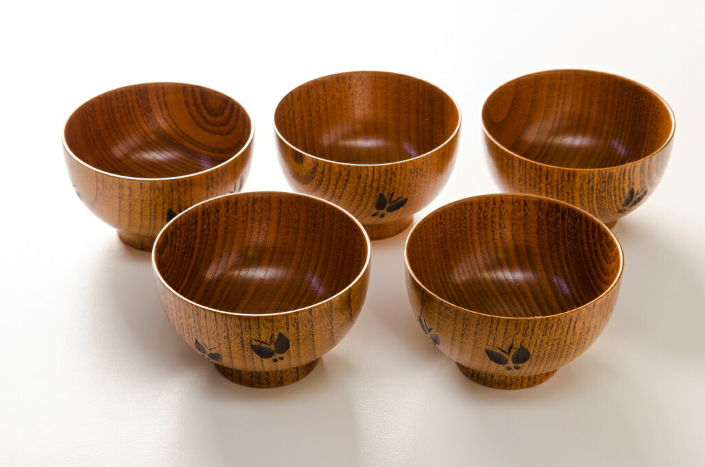 楽天市場】木製 蝶彫 汁椀 5客 揃【 食器 】【 汁椀 お椀 おうち