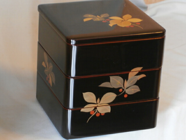 楽天市場】和食器 会津漆器 木製 6.0寸 三段重箱 漆塗り やぶこうじ 溜