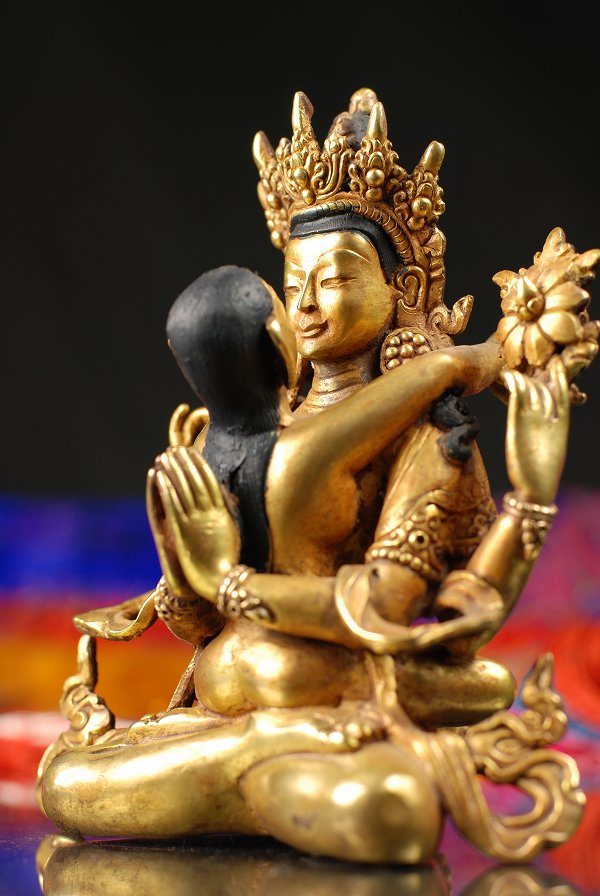 楽天市場】四臂観音菩薩（歓喜仏）銅造 鍍金 彫金仕上げ 一点もの