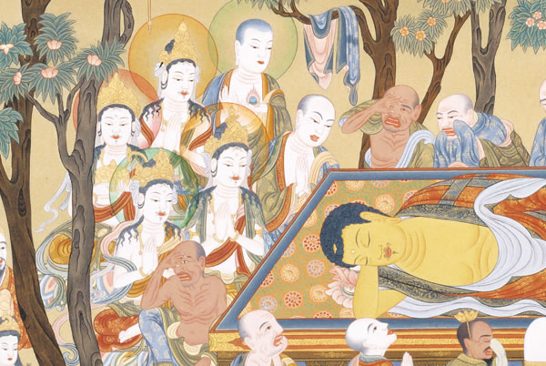 楽天市場】高級肉筆仏画 釈迦涅槃図 一点もの : 仏像仏画チベット美術