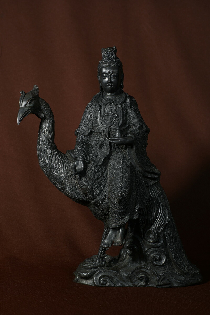 楽天市場】観音菩薩(孔雀上観音）黄銅製 : 仏像仏画チベット美術卸の天竺堂