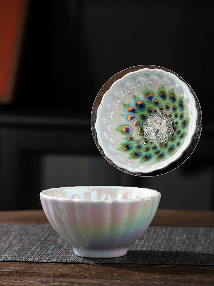 楽天市場】陶磁器 孔雀の天目茶碗 盃 杯 】 陶磁器 陶器 磁器 美術品